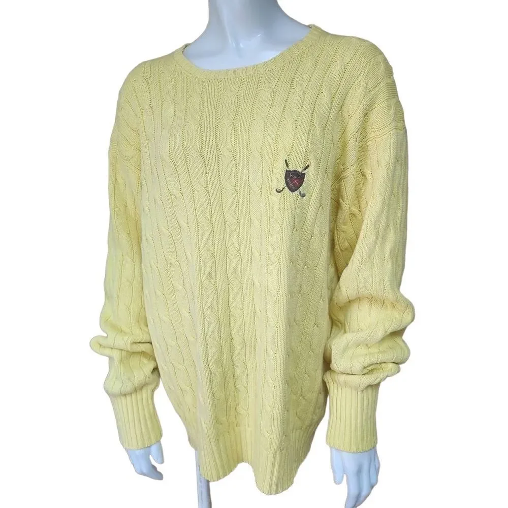Vintage Polo by Ralph Lauren Yellow Cableknit Sweater (M)